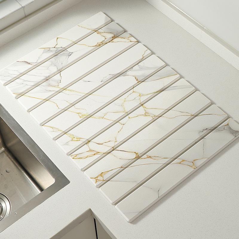 Diatomaceous Earth Water Absorption Mat for Kitchen & Bathroom - Drying & Draining Mat Coaster