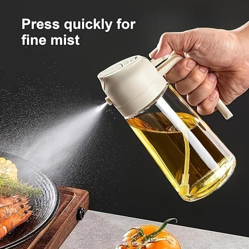 1pc Leak-Proof Olive Oil Spray Bottle - Dual-Use Plastic Dispenser with Fine Mist & Pour Spout, Ideal for Salads, BBQ & Cooking, Easy Hand-Wash MIT