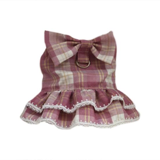 Pet Leash Set Bowknot Decor Traction Hook Pleated Hemming Comfy Round Neck Dog Outfit