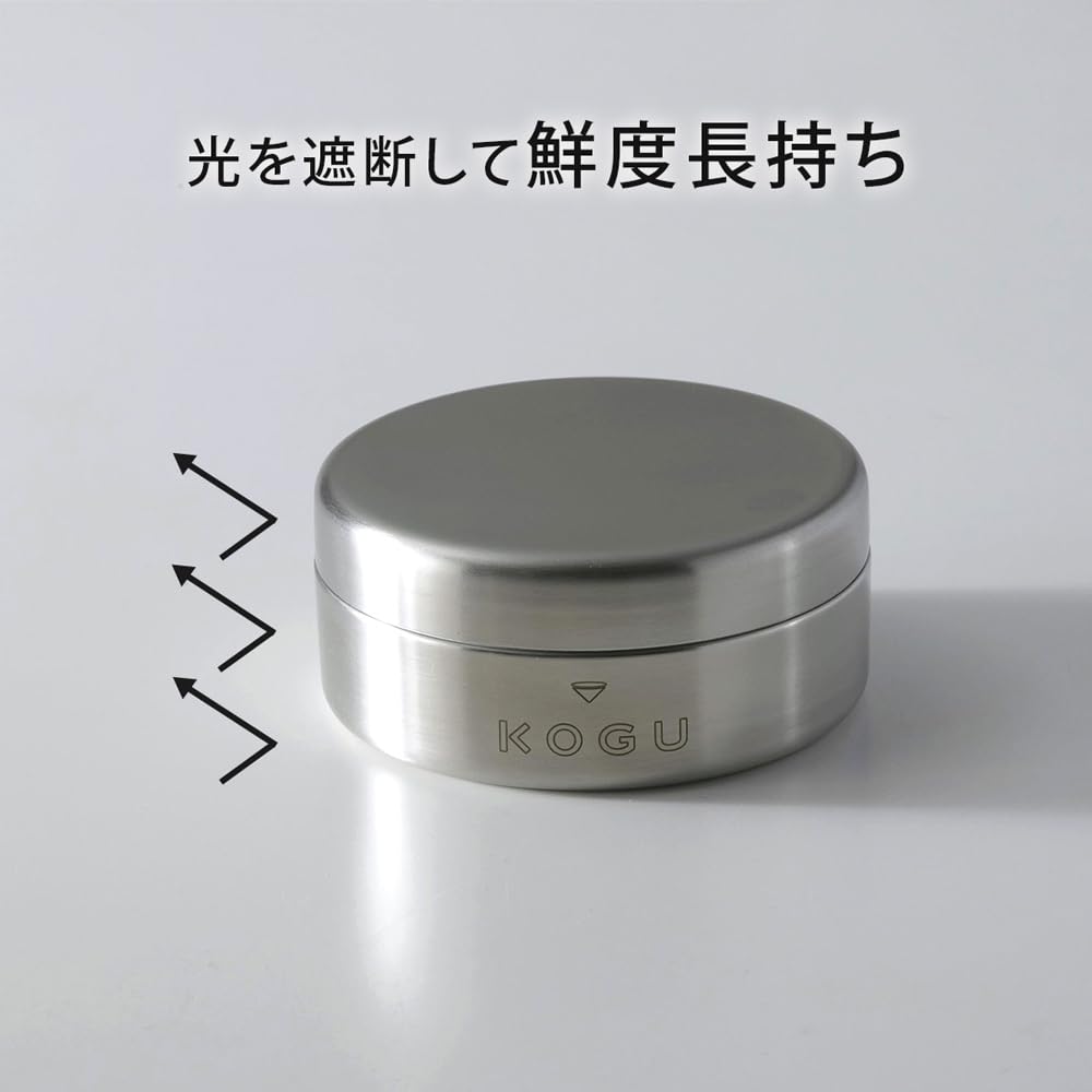 KOGU Coffee Storage Small Coffee Canister in Dishwasher Stainless with Inner Keeps Coffee Beans Compact Food Perfect Gift for Shimomura Kihan