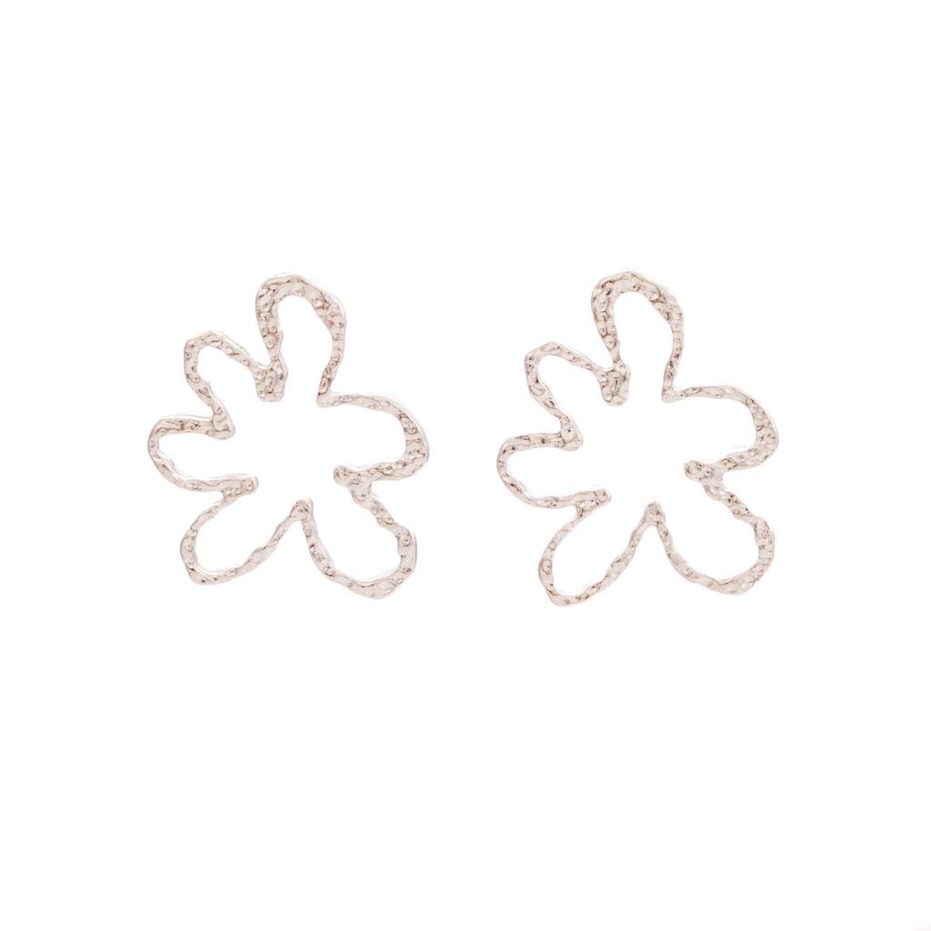 French High-End Personality Exaggerated Stud Earrings Pleated Hollow Flower Earrings Niche Exquisite Fashion Earrings