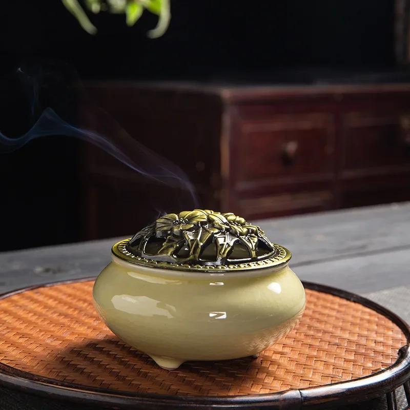 Ceramic Incense Burners Holder Coil Cones Stick Incense Buddhist Home Decor Tearoom Yoga Room Desktop Ornaments Aroma Burner