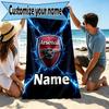 Custom Name Personalized football team Print Beach Towel, for Trip Camping Beach Party Home Decor, Birthday Gift for Family & Friends