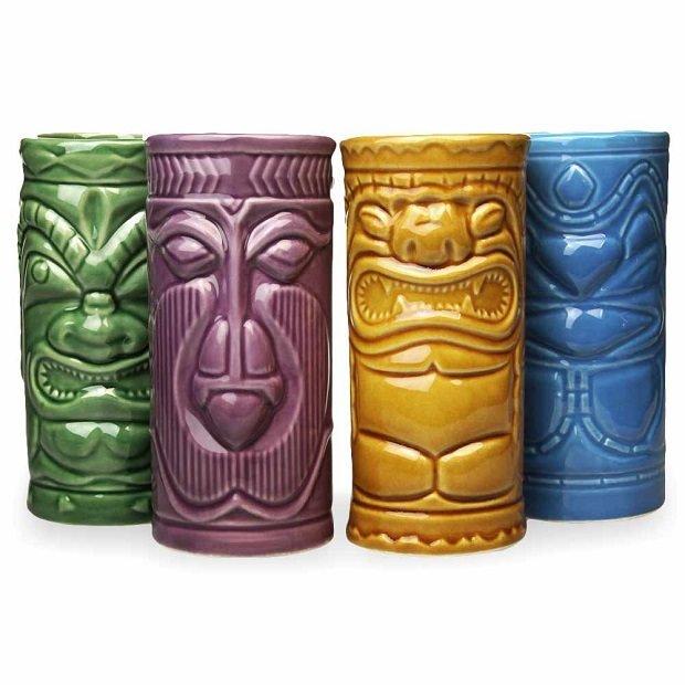 Set of 300 Ml Tiki Drink Glasses 4 Pieces for a Party