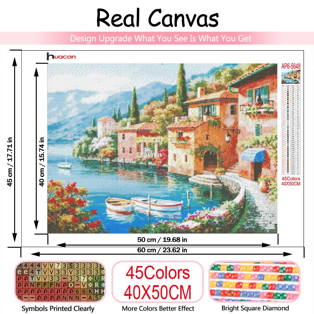 5d Diy Diamond Painting Seaside House Town Full Square/round Embroidery Mosaic Mountain Landscape Home Decor