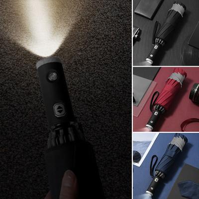 Omvänt Paraply 10 Förstärkta Ribbor LED-Ljus Paraplyer Automatiskt Med Reflexrand Vindtätt