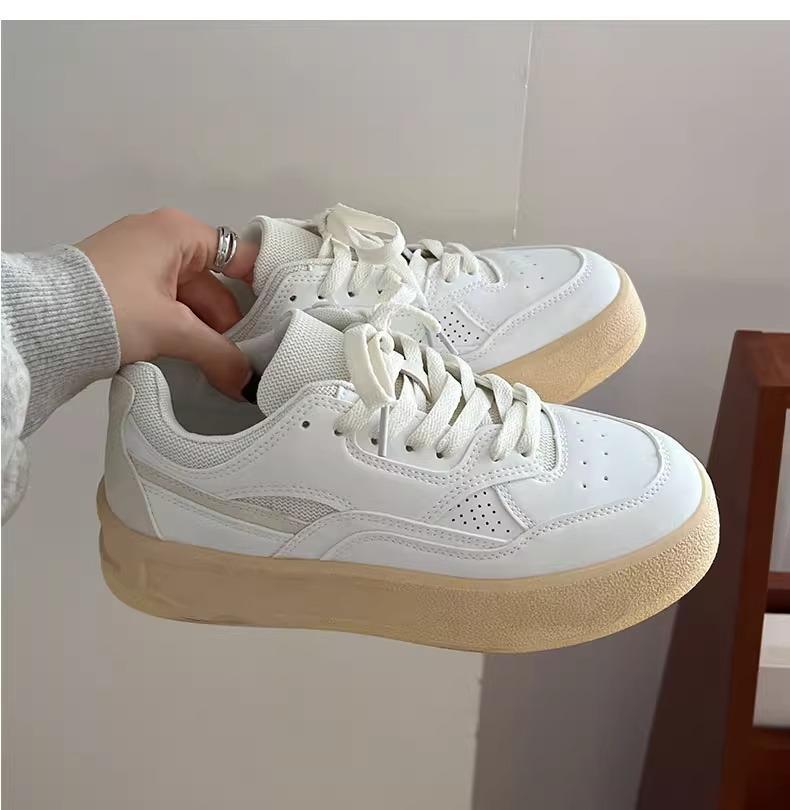 

Niche yellow thick baseplate shoes women s spring and autumn versatile shoes casual sports bread shoes 35 бежевий