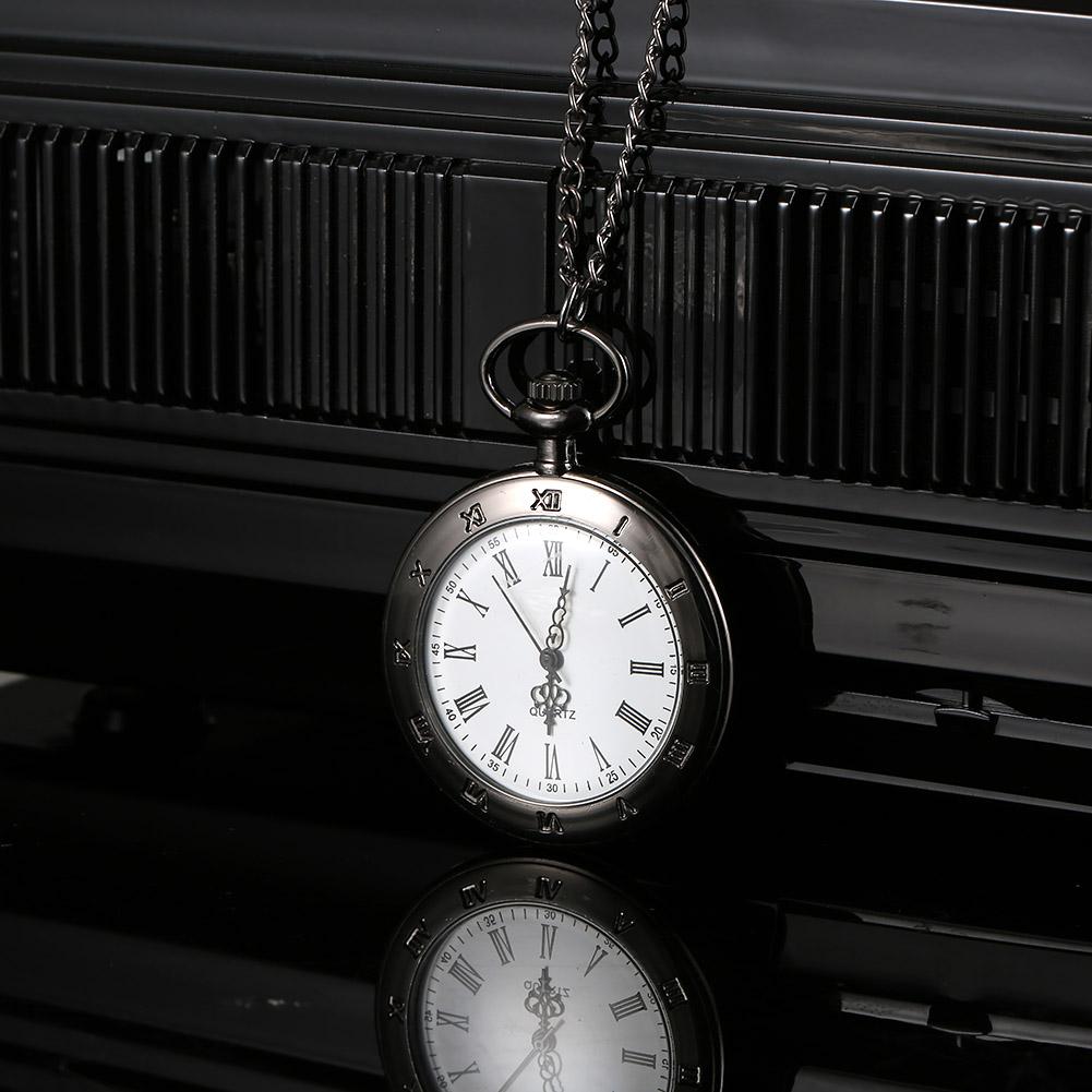1 Pcs Men Women Fashion Alloy Retro Quartz Pocket Watch Roman Numerals Dial Carved Case with Chain Birthday Gifts