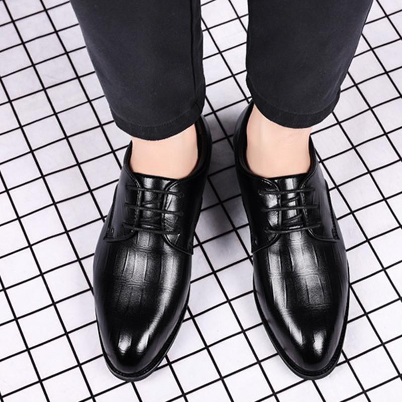FashionLuxury Business Oxford Leather Shoes Men lace up Leather Formal Shoes Man Office Wedding Flats Male Black office shoes men