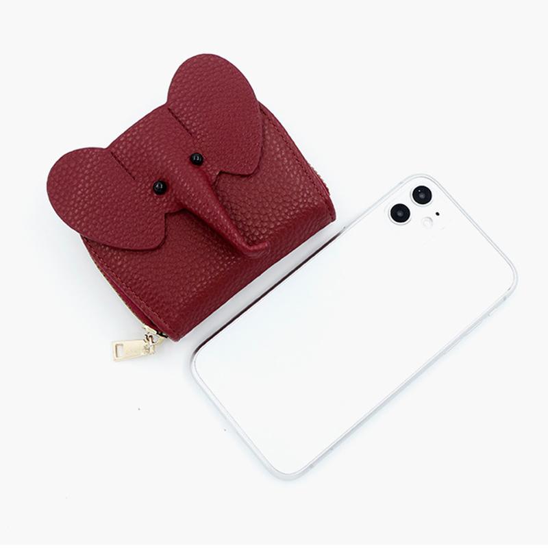 Pu Leather Baby Elephant Coin Purse Women'S Bag Pendant Creative Card Holder Storage Lipstick Envelope Zipper Money Bag