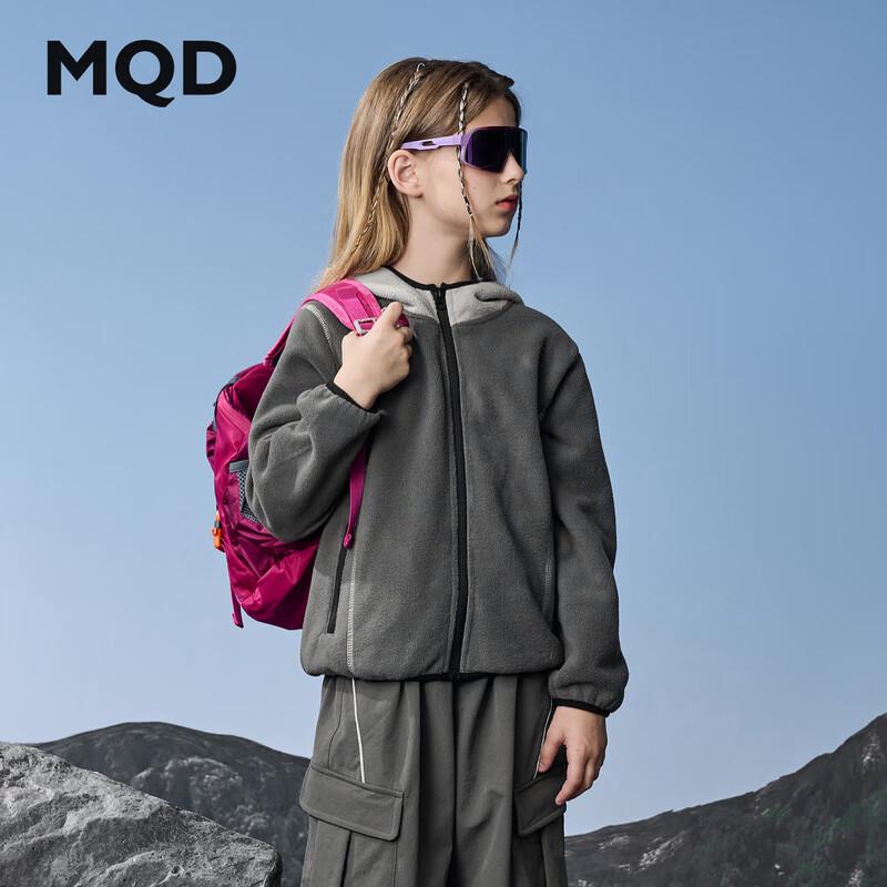 MQD Girls' Autumn Color Block Outdoor Hooded Jacket