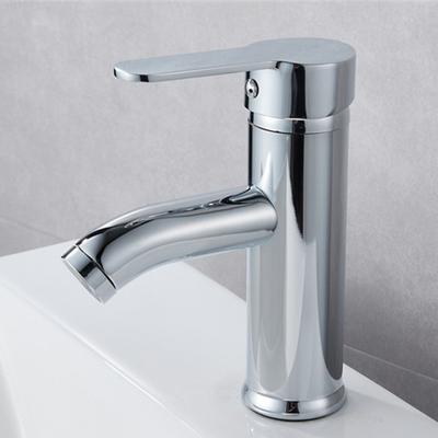 Electroplated Stainless Steel Curved Spout Basin Faucet, Bathroom, Bathroom, Hot and Cold Hand Washing Basin Faucet, Household Use