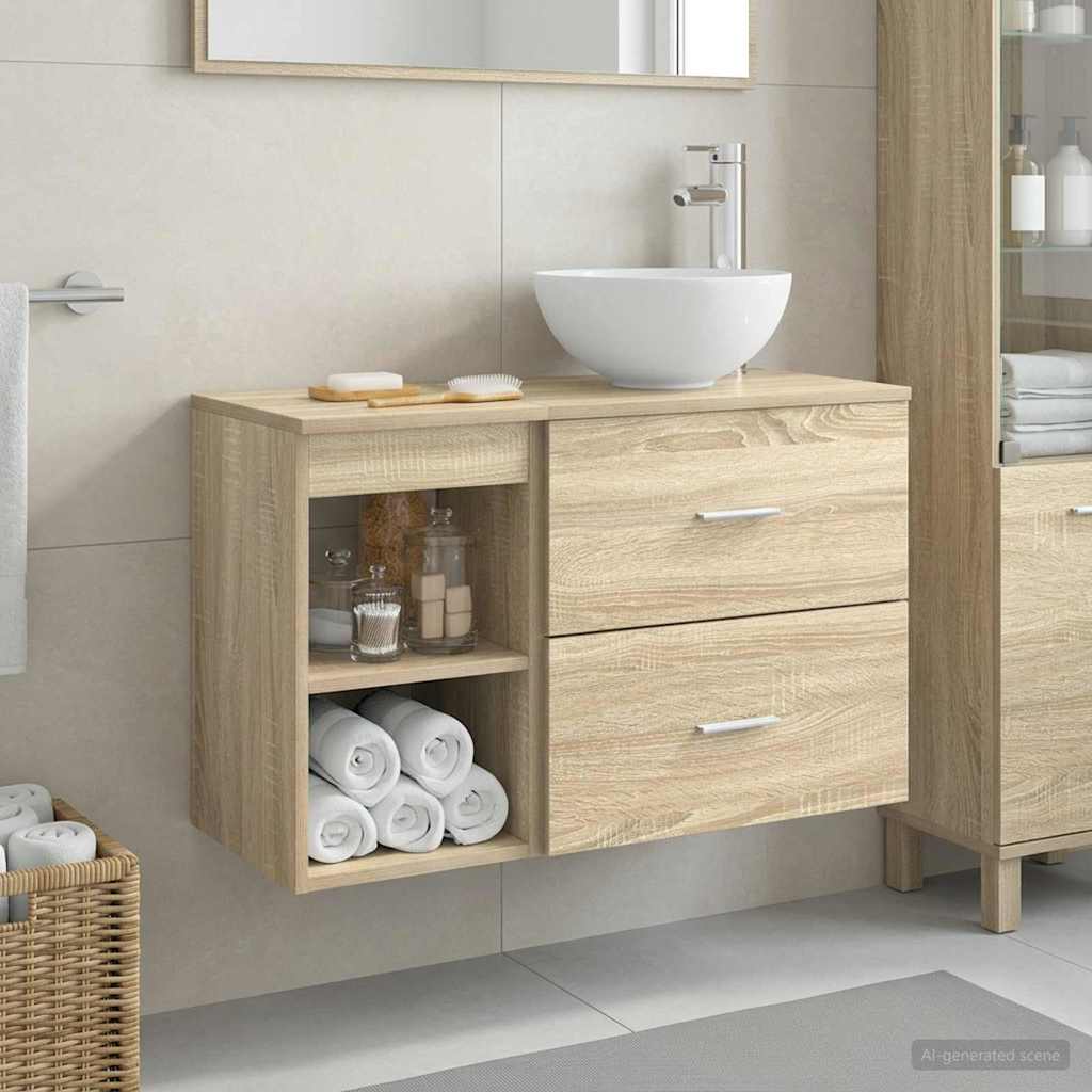 Bathroom Furniture Set 2 Pcs Sonoma Oak Wood Based Material