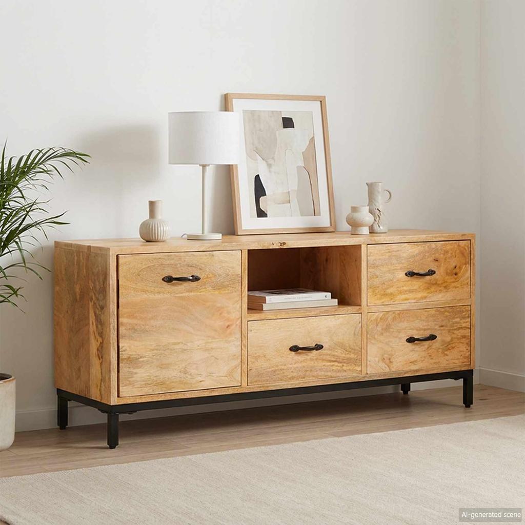 TV Stand Brown 110 x 30 x 46 cm Solid Mango Wood