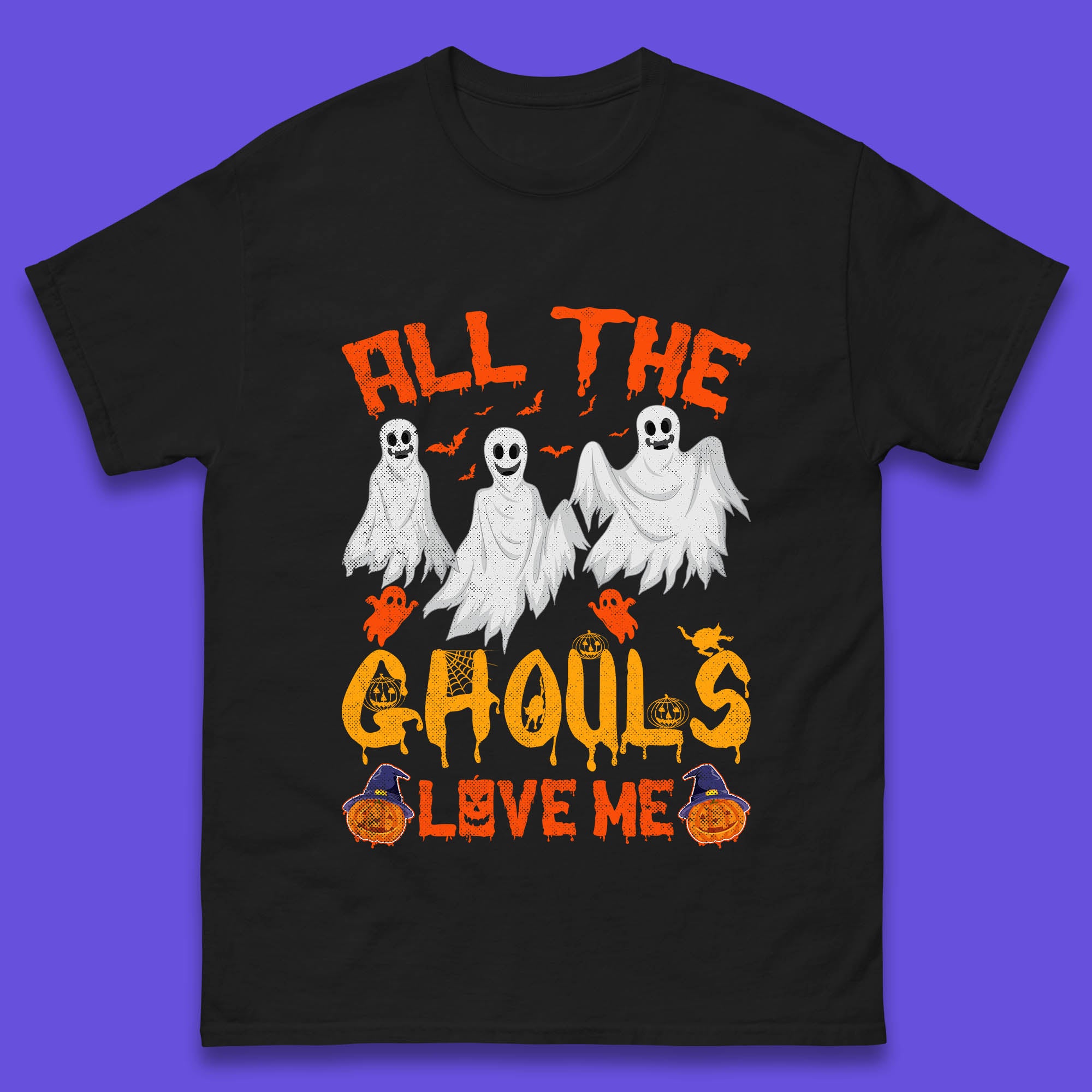 All The Ghouls Love Me Halloween Funny Horror Spooky Boo Ghost Mens Tee Top 4XL