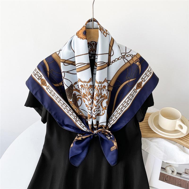 90*90cm Printed Flora Square Shawls Wrpas Scarves Ladies Kerchief Neckerchief Head Hijab Lady Headband Foulard