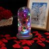 Preserved Flower Glass Dome Artificial Simulation Sunflower with LED Light for Valentine"s Day