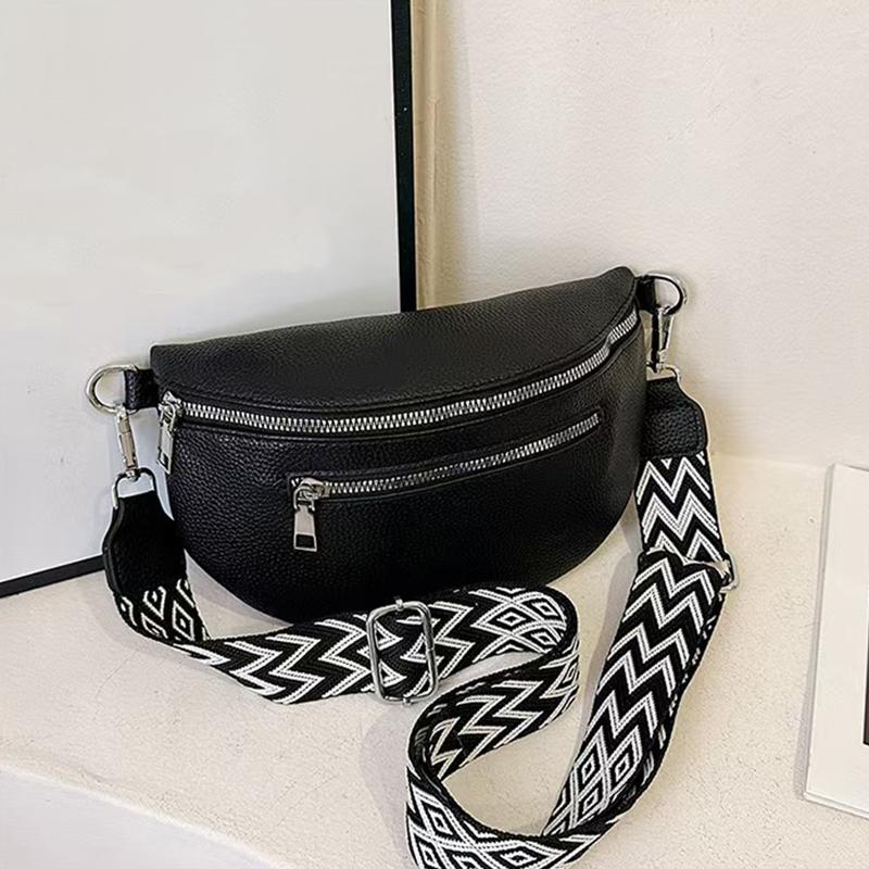 Элегантная черная поясная сумка из искусственной кожи с узорным ремешком, регулируемая, легкая для ежедневных поездок, повседневная, стильная, функциональная сумка