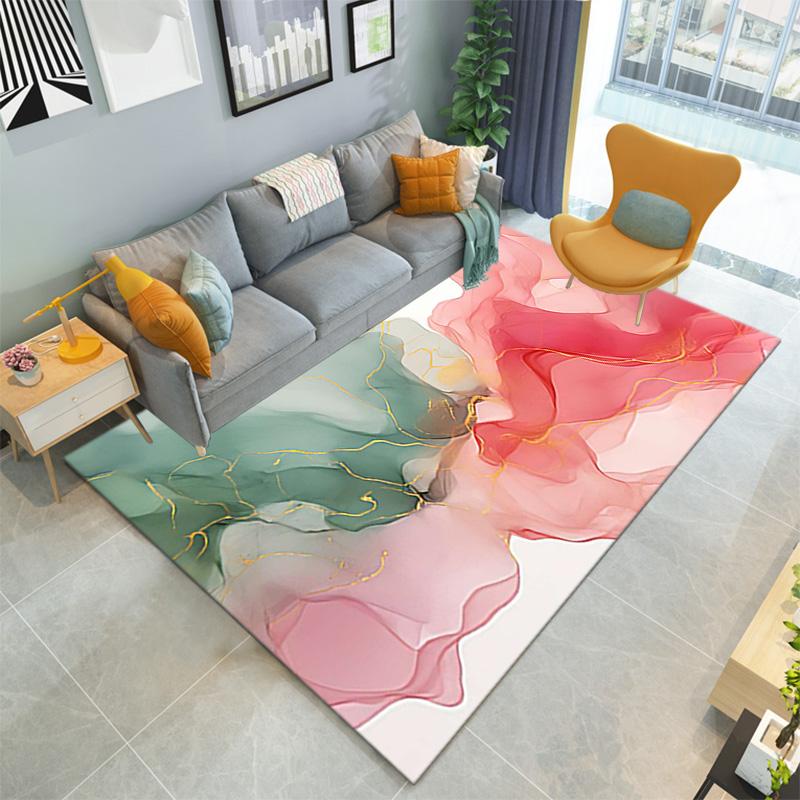 1PC Marble texture printed Carpet Rug for Living Room Bedroom Home Sofa Decoration,Non-slip Floor Mat Floor mat