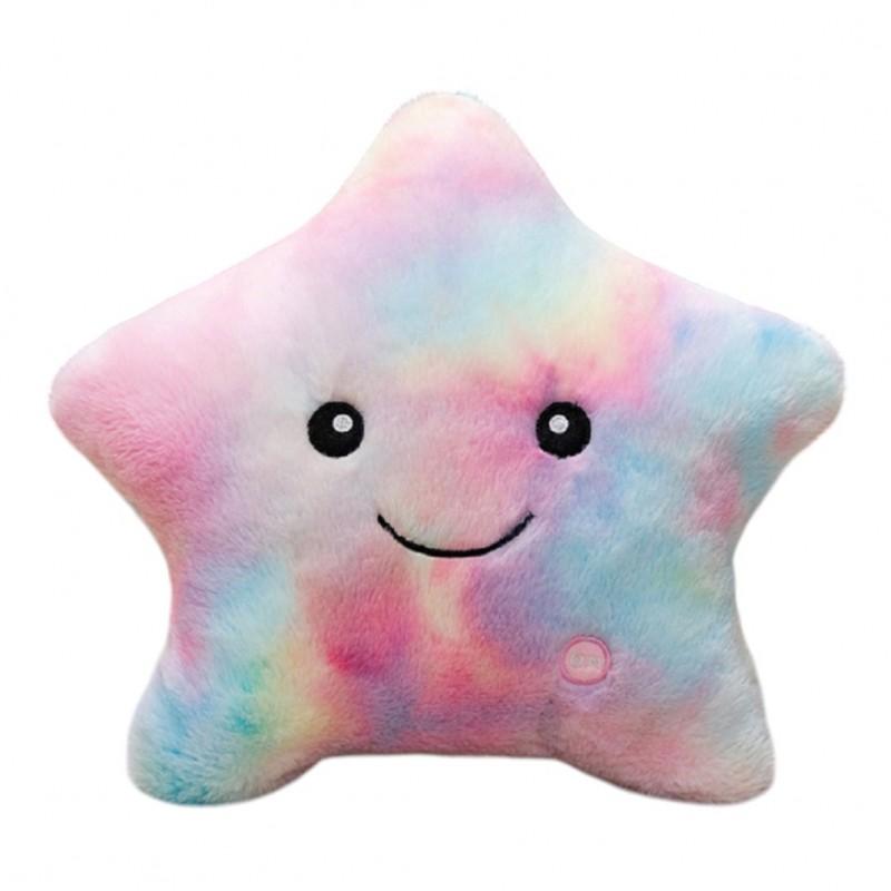 Star-Shaped Pillow Pink Ombre LED Velour Cushion 40X35 Cm