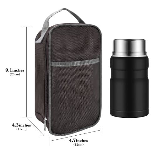 Linkidea Insulated Food Jar Bag, Portable Lunch Box with Pocket, for Office, Work, Outdoors, and Picnics, 24oz, THERMOS Compatible, Lazycozy Compatibl