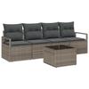Ensemble de 5 Pièces de Canapé de Jardin avec Coussins Gris Rattan Poly, Canapé de Jardin 2 Places avec Rangement 3354918