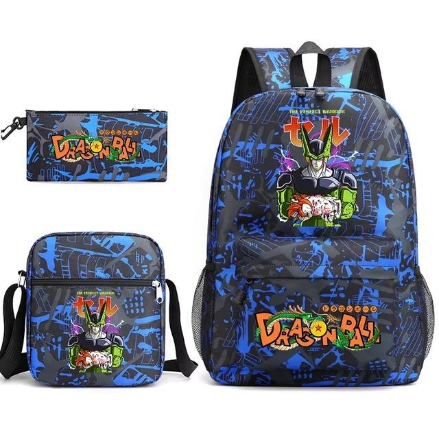 Dragon Ball Z Printed Backpack Set 3-Piece Casual School Bag For Boys And Girls Youth With Pencil Case Shoulder Bag