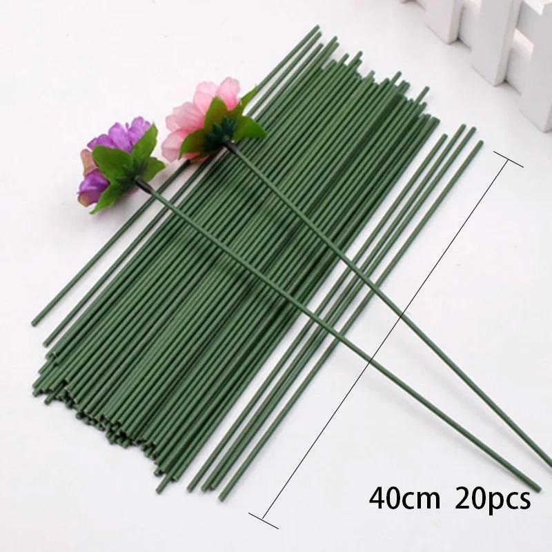 Artificial Flower Vase Decor Stem Iron Needlework Wire Plant Wall Accessories For DIY Craft Supplies Plastic Rose Stick Pole