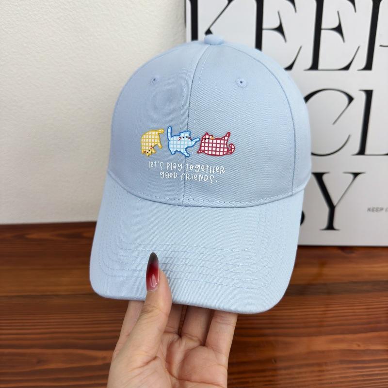 Cute cartoon animal baseball cap spring and summer big head circumference soft top cap women's fashion versatile hat