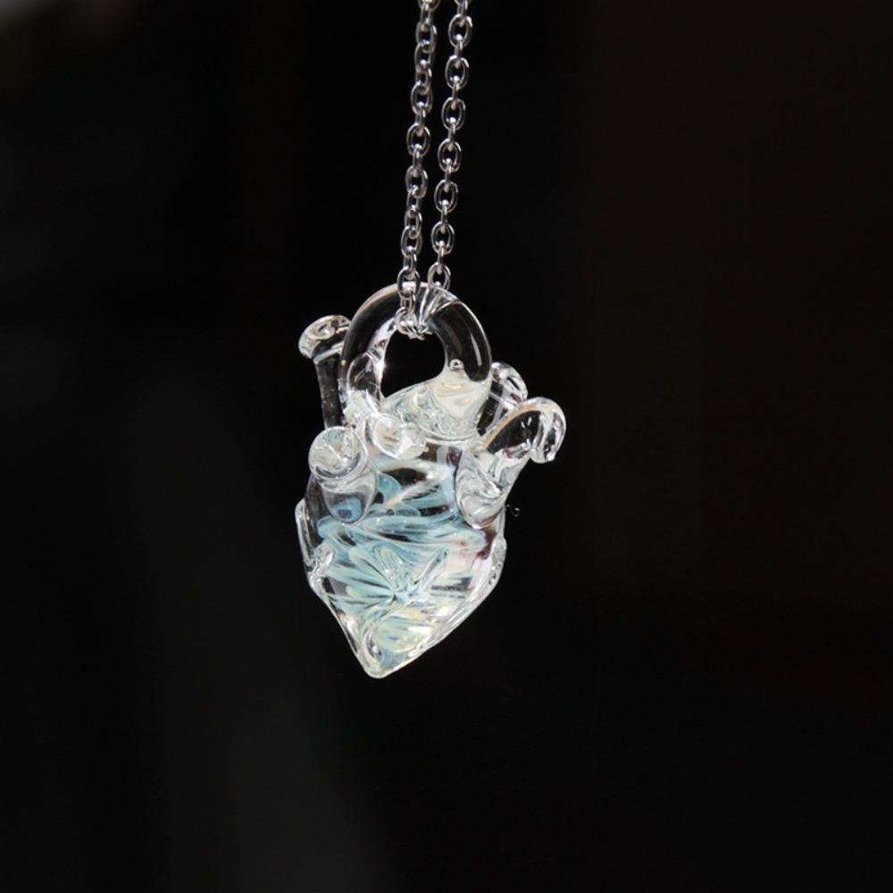 Verträumte Gläsernes Herz Halskette Handgefertigt Farbige Glasur Kette Choker Geschenk