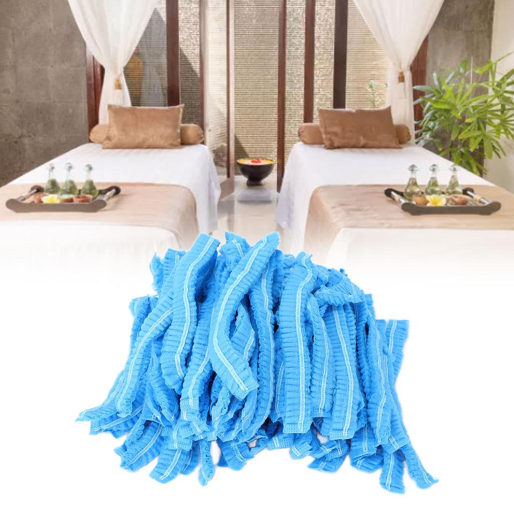 100pcs NonWoven Disposable Net Cap Breathable Stretchable Beauty Salon Shower Bath Cap