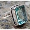 Fashionable Blue Square Cubic Zirconia Imitation Crystal Ring Suitable For women's Luxury  Cocktail Party Wholesale