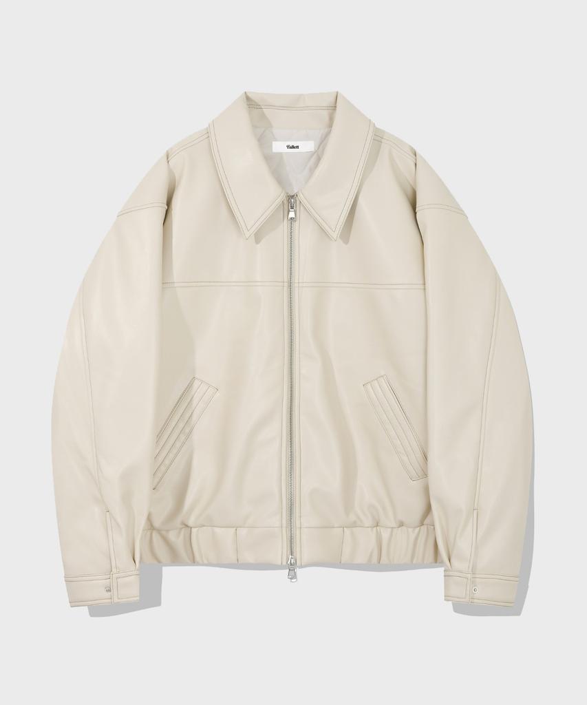 Fallett Topstitch Vegan Leather Padded Blouson Ivory