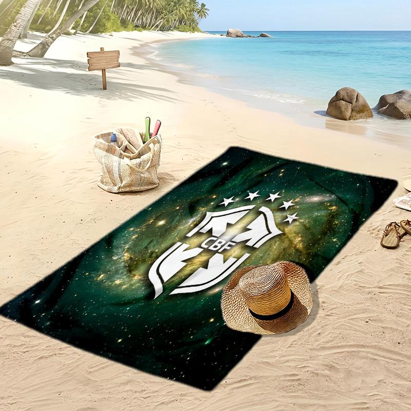 Brasilien Fußball Druck Strandtuch Schnelltrocknend Super Saugfähig Weiches Badetuch zum Schwimmen Strand Reisen Fan Souvenir Geschenk