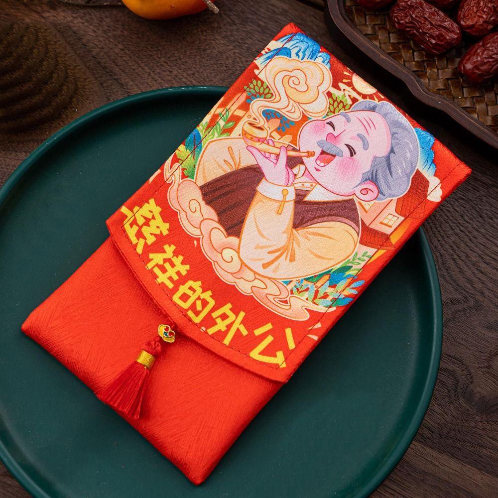 Chinesisches Neujahr 2025 Rote Umschläge Segensworte Wechselgeschenktüte Stoff Roter Umschlag Abendessen