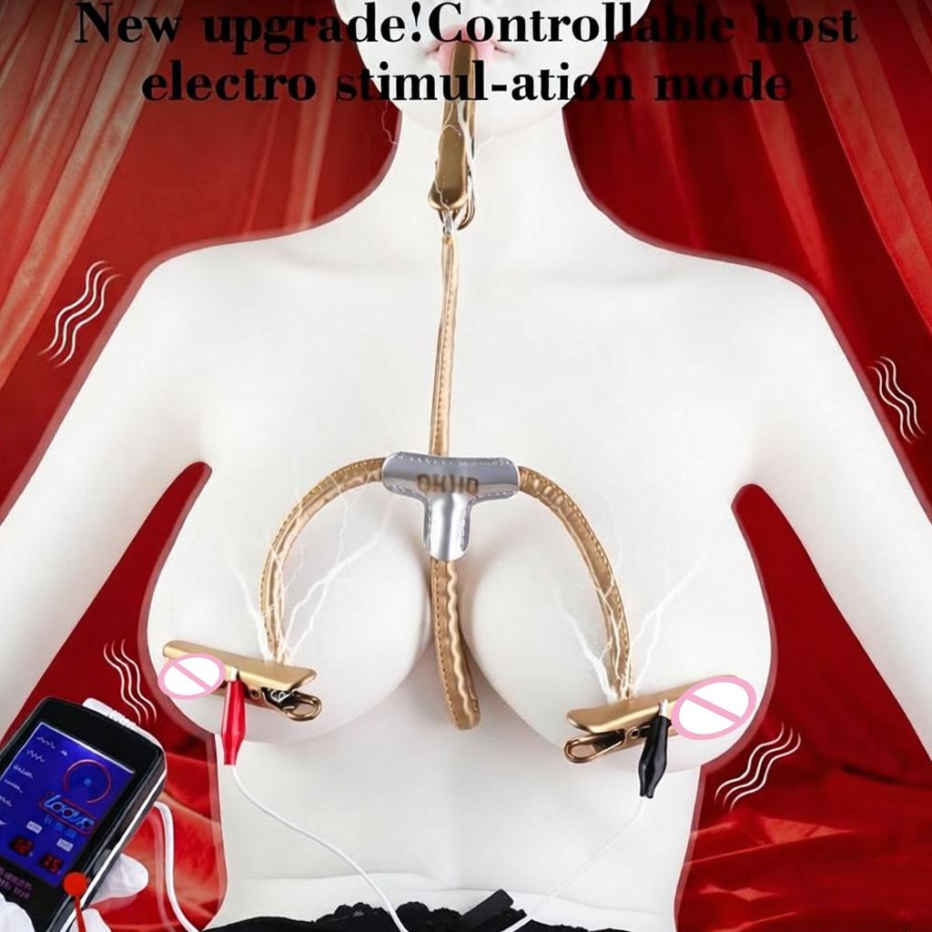 QKKQ New E-stim Nipple Clamp Tongue Clitoris Clamps Body Stimulator Nipples Sexy Tools For Couple Flirting Women MasturbationGood product