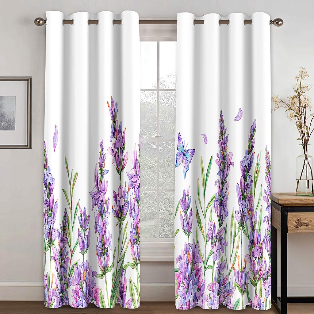 Blue Butterfly Gold Background Print Curtains 2 Panels Modern Art Vivid Butterfly Curtains Living Room Bedroom Balcony Decor