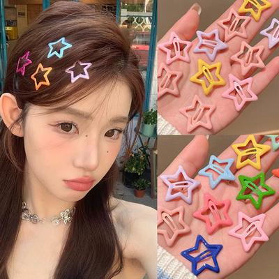 10 Stück Bunte Sterne BB Haarspangen Y2K Frauen Grils Niedliche Metallstern Haarnadel Seitliche Haarspangen Haargriff Kopfbedeckung Haarschmuck