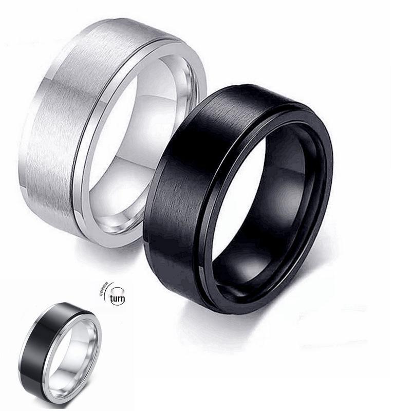 Hot-Selling Titanium Steel Rotating Men's Decompression Ring: European & American Fashion Design for Couples