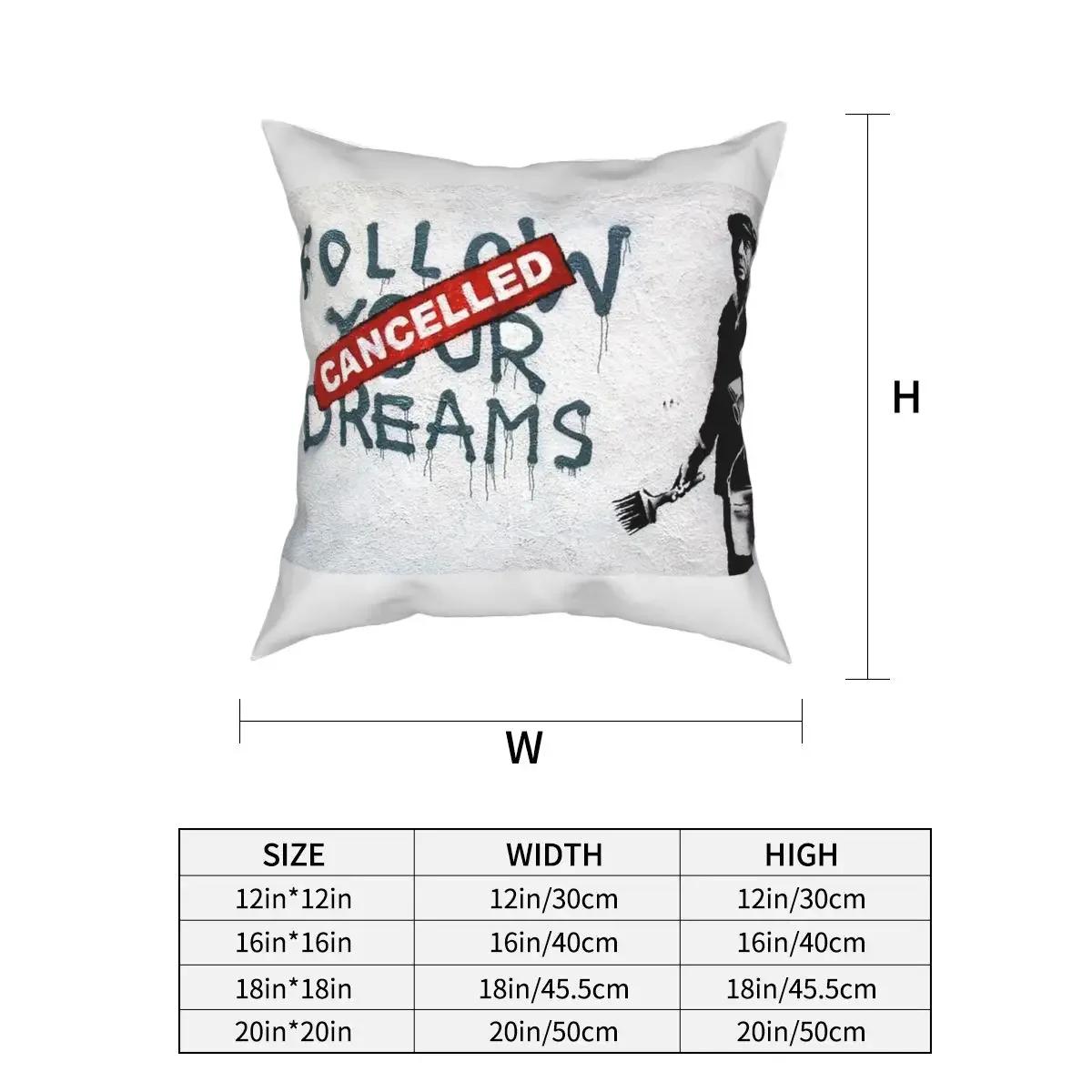 

Banksy Следуй за своей мечтой Наволочка для декоративной подушки Полиэстер Декоративная подушка Граффити Мода Наволочки 66x66cm чёрный