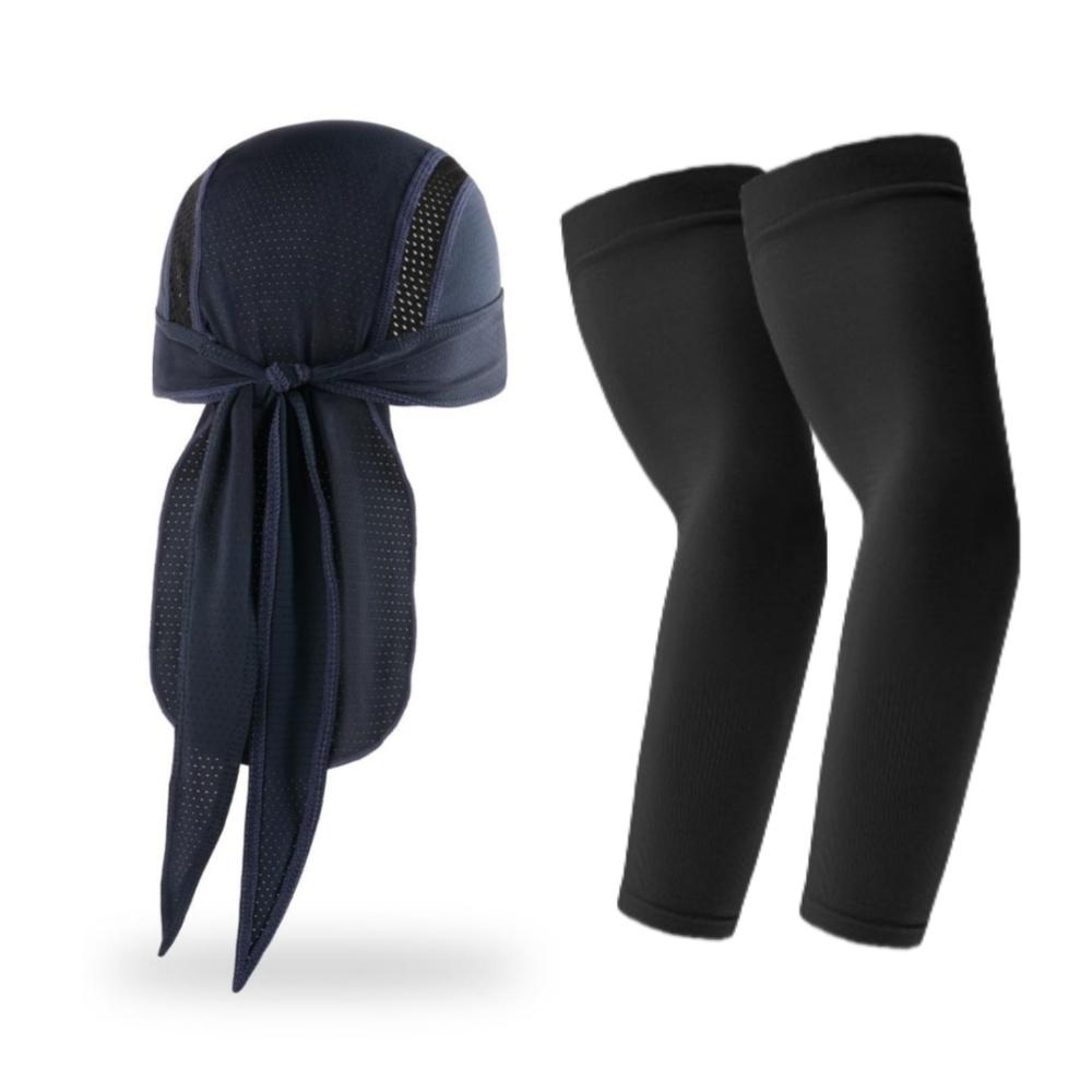 

2 PCS/ Set Unisex Summer Breathable Lightweight Cycling Cap and Knitted Elastic Sleeves, Outdoor Sun Protection Equipment