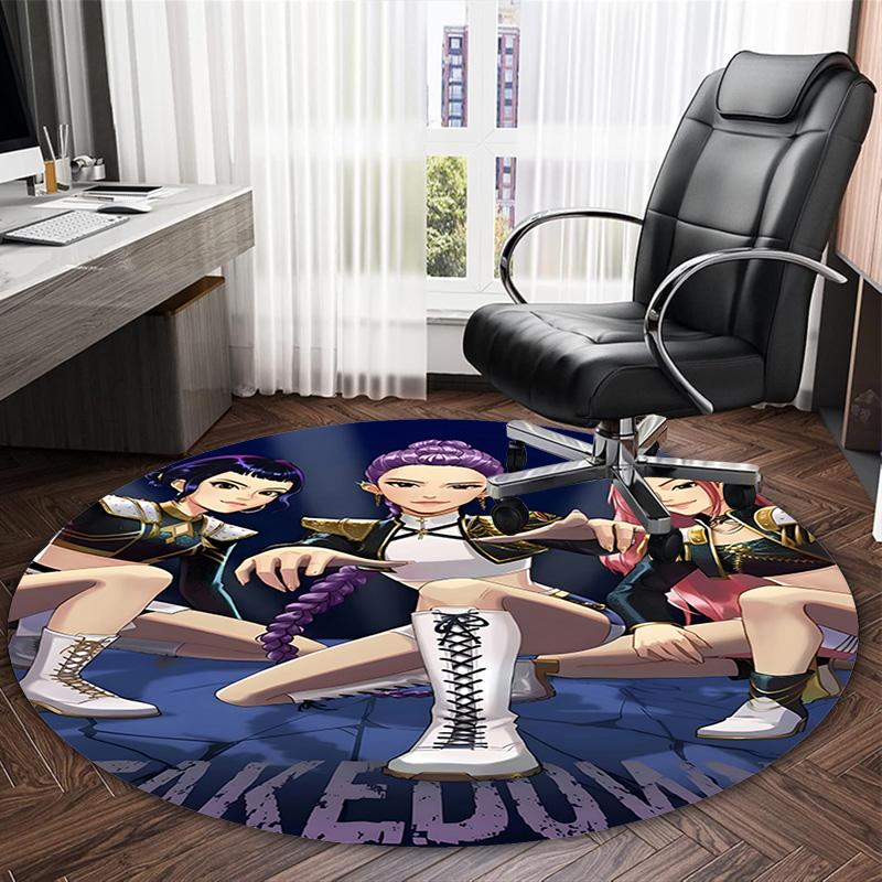1pc KPop Demon Hunters15 Print Round Carpet Chair Round Carpet Suitable for Bedroom Living Room Home Decorative Carpet