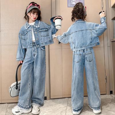 Spring Autumn Girls Clothing Set Jacket & Pants Denim Suits Outfits for Teen 6 8 12 Year Kids Clothes School Children