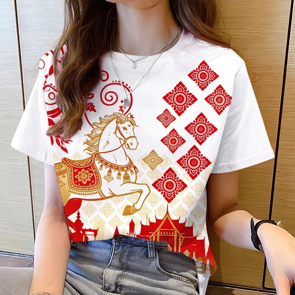 Cute printed top for the Year of the Horse New Year party 3D digital suitable for both men and women XS