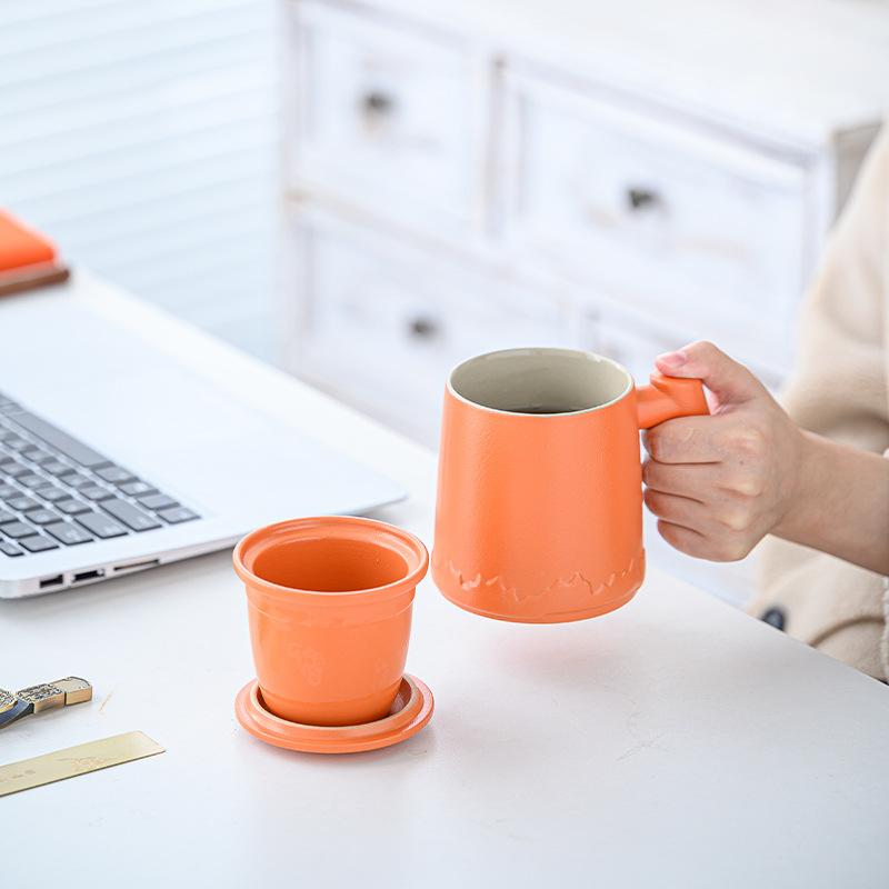 Light Luxury Office Cup Tea Separation Large Capacity Mug Business Office Tea Cup
