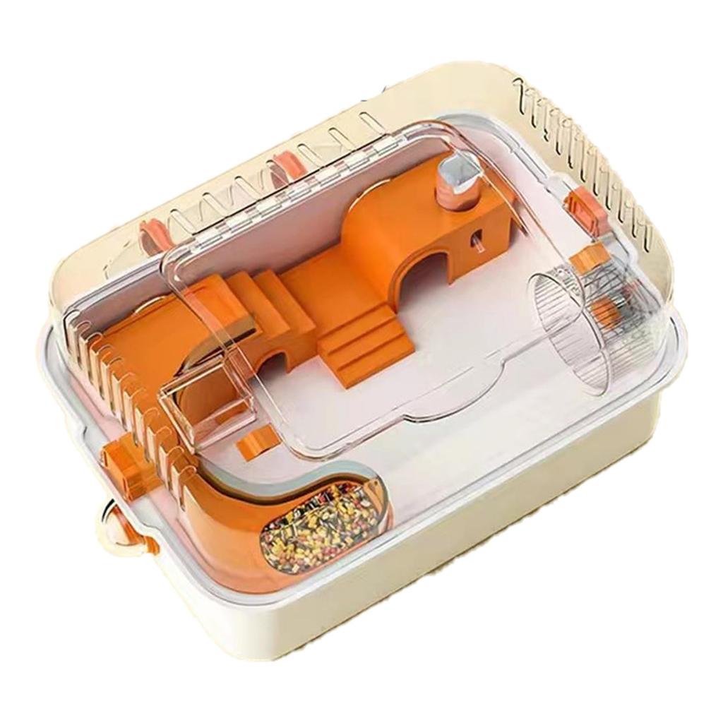 Hamster Small Animal Made of Assembly Set Including Water Length Easy To Easy To Full of Ventilation Gorgeous Orange Diameter 12cm Wheels QD-WST Cage,