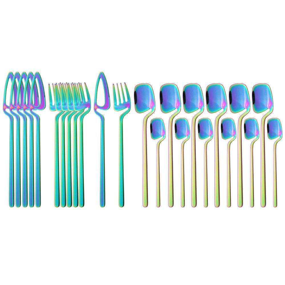 Colorful Hangable Cutlery Set Stainless Steel Creative Dinnerware Coffee Spoon Dinner Tableware Bar Silverware Set Kitchen Flatware