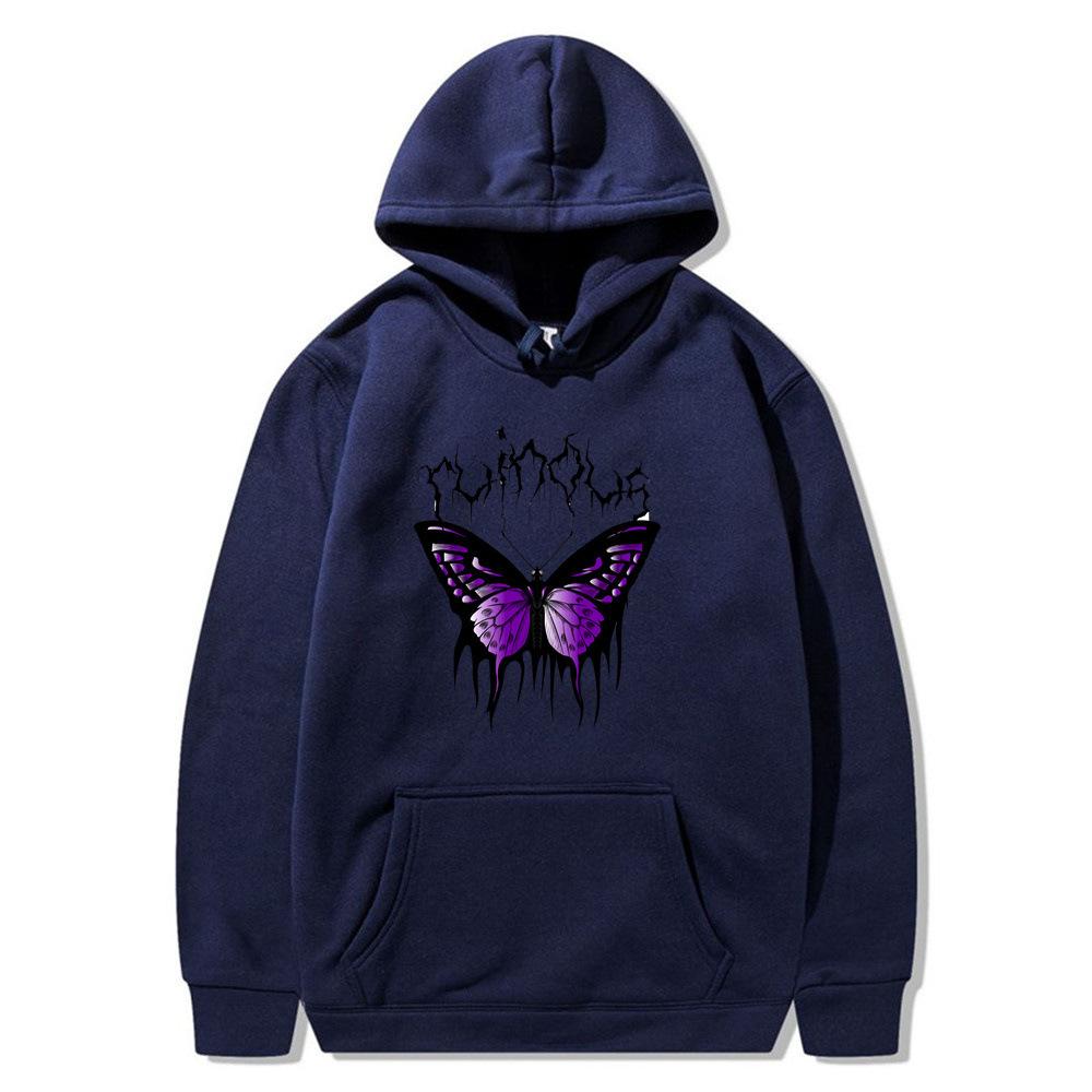 2025 Creative Butterfly Sweater Autumn and Winter Simple Long Sleeve Hooded Men's and Women's Couples Hoodie