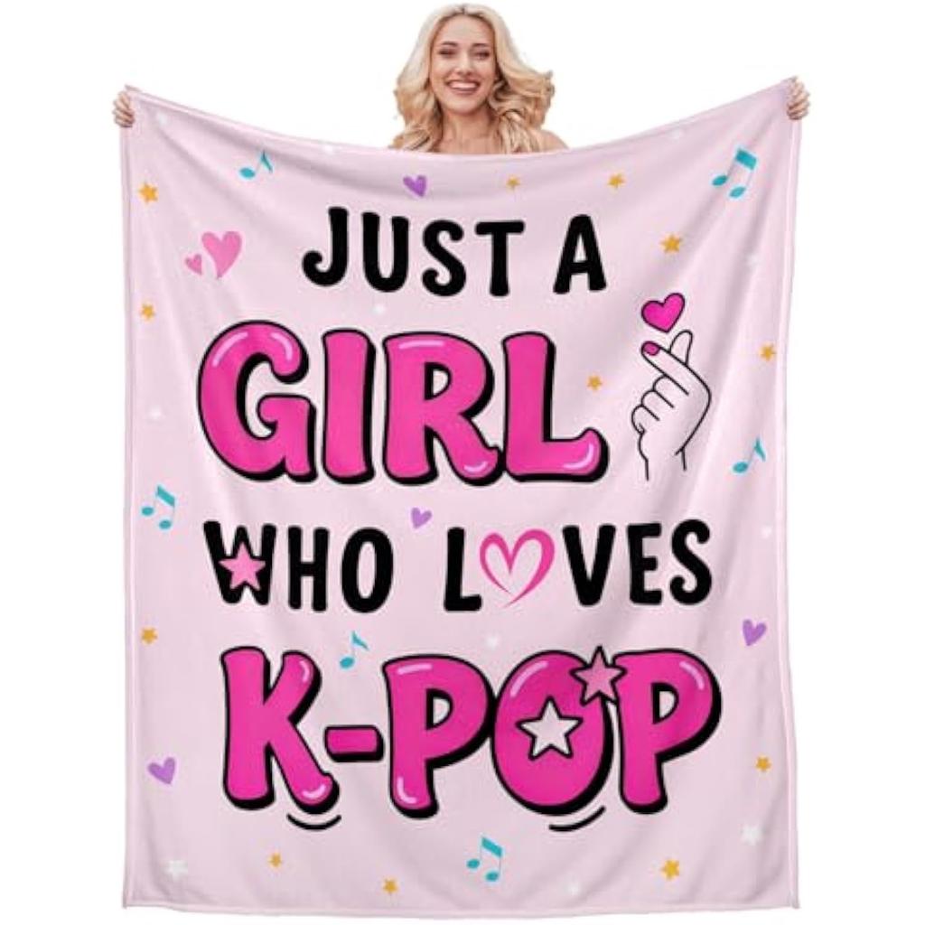 Just A Girl Blanket Flannel Blanket For K-POP LOVERS Soft Perfect Birthday Gift Home Bed Sofa Decor Outdoor Travelling Blanket