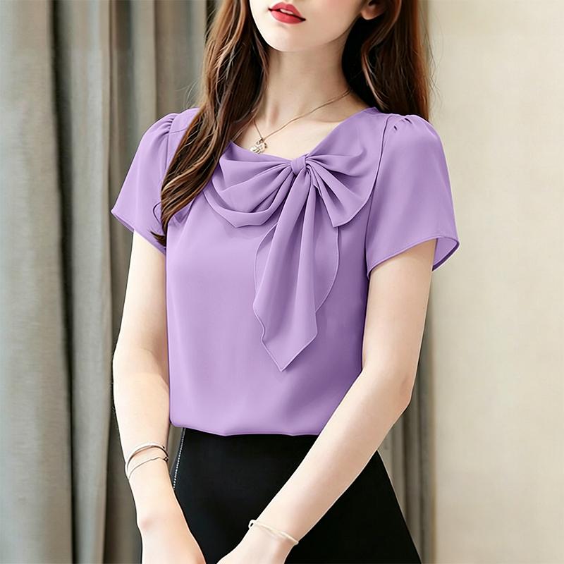 ZANZEA Women Elegant Round Neck Casual Short Sleeve Blouse